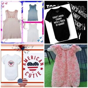 Baby Girl 3–6M Lot w/ Organic Tanks, Graphic Onesies & Floral Outfit | NWT